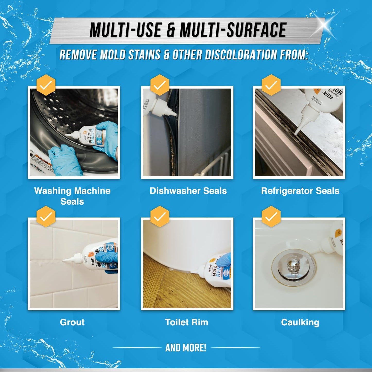 Mold & Mildew Stain Remover Gel for Seals and Grout