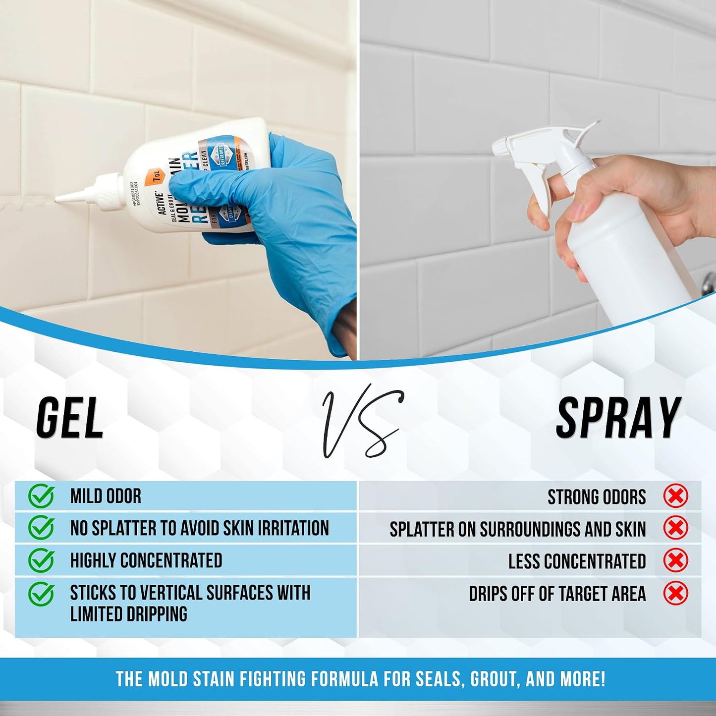 Mold & Mildew Stain Remover Gel for Seals and Grout